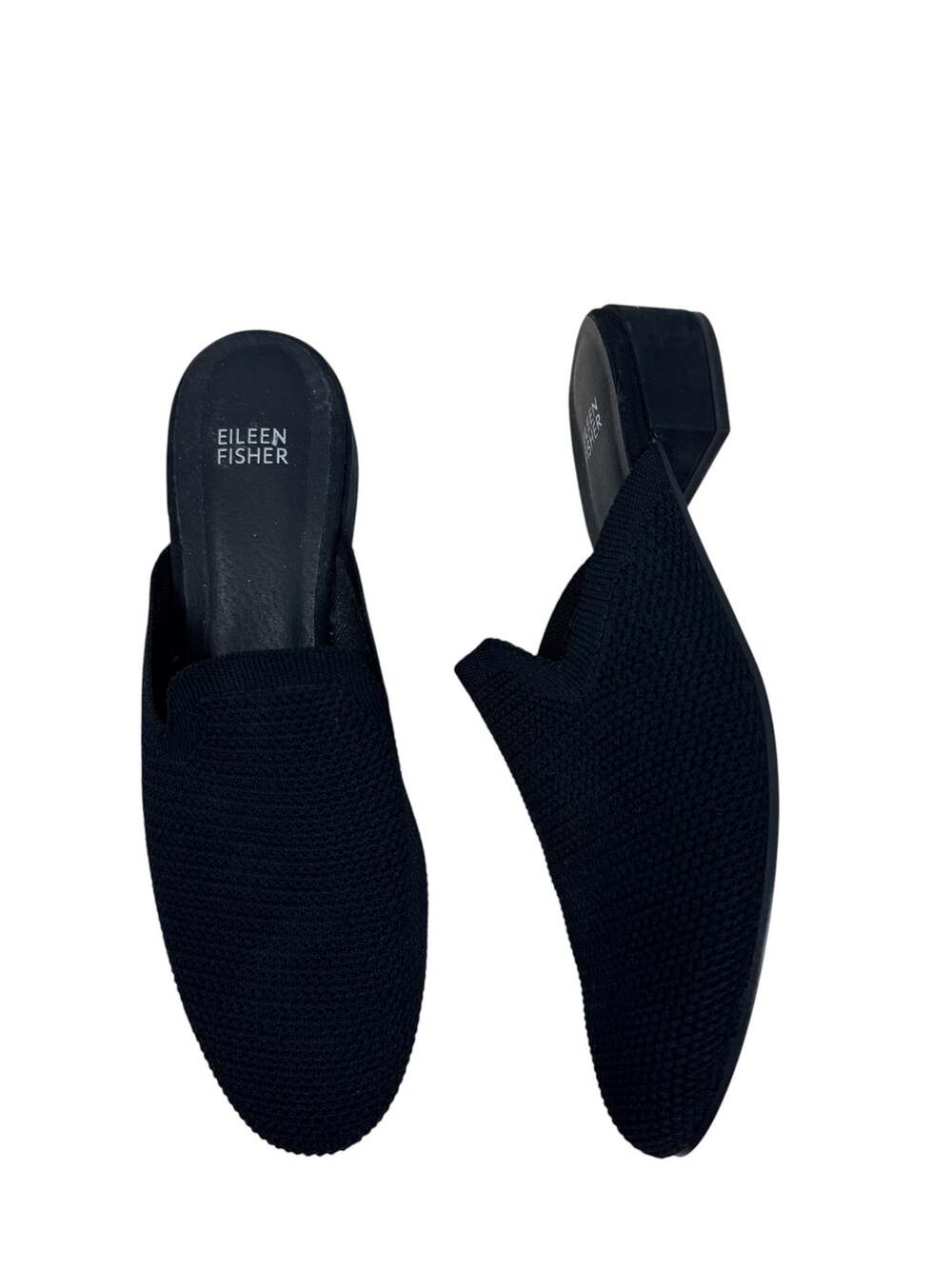 Eileen Fisher Betsey Black Knit Capsule Almond Toe Mules  9